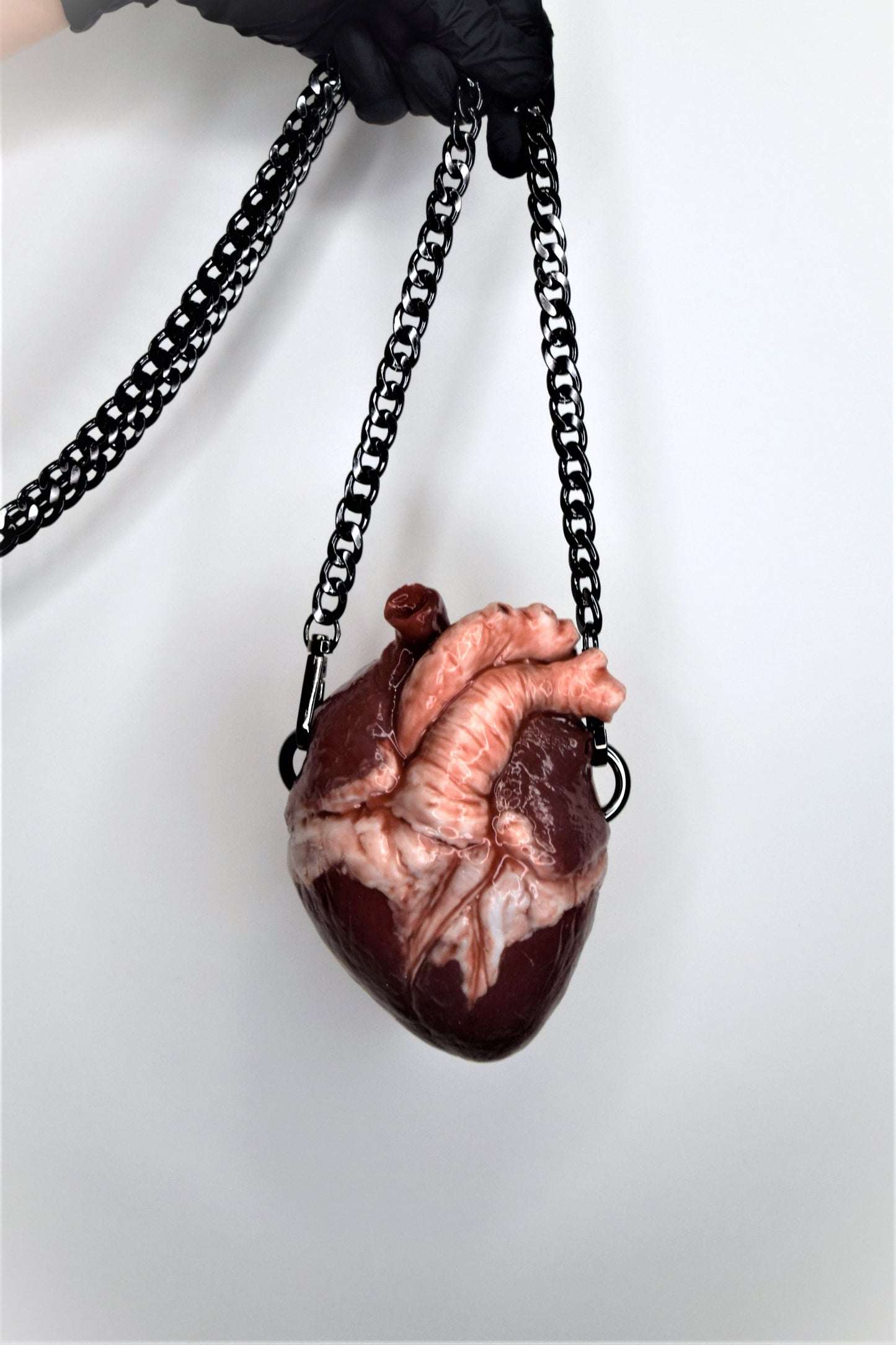 Anatomical Heart Purse with chain strap, Realistic Silicone Human Heart Crossbody Mini Bag