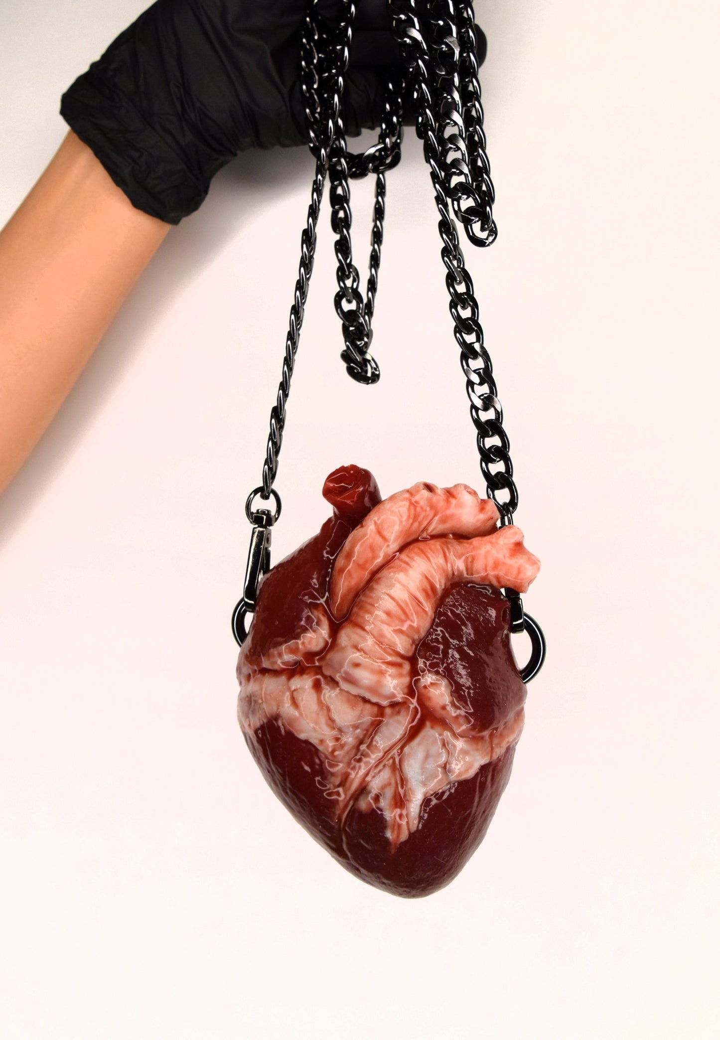Anatomical Heart Purse with chain strap, Realistic Silicone Human Heart Crossbody Mini Bag