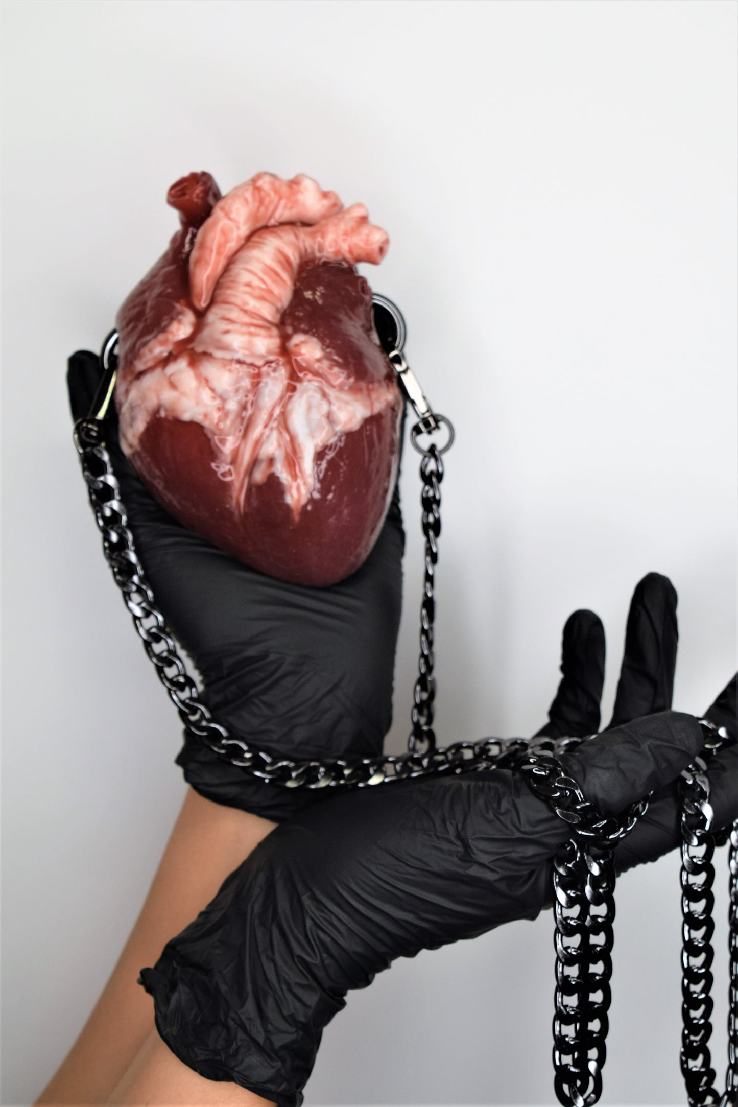 Anatomical Heart Purse with chain strap, Realistic Silicone Human Heart Crossbody Mini Bag