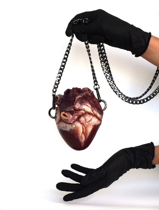 Anatomical Heart Purse 2.0, Chain Strap, Realistic Silicone Human Heart Crossbody Mini Bag, Gothic Horror Statement Accessory