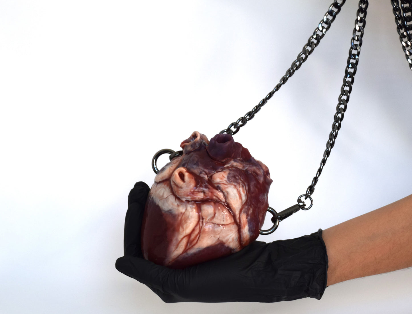 Anatomical Heart Purse 2.0, Chain Strap, Realistic Silicone Human Heart Crossbody Mini Bag, Gothic Horror Statement Accessory