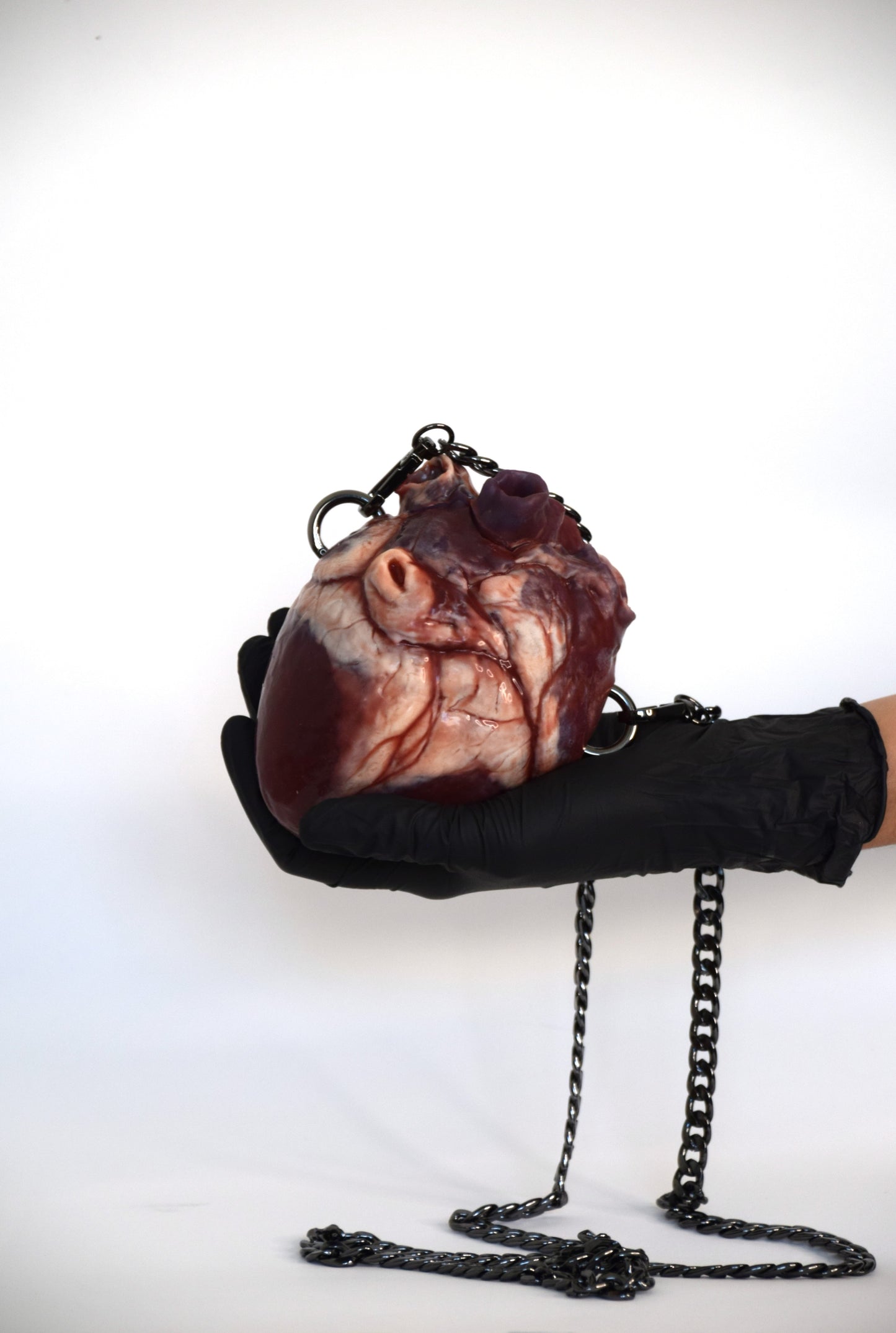 Anatomical Heart Purse 2.0, Chain Strap, Realistic Silicone Human Heart Crossbody Mini Bag, Gothic Horror Statement Accessory