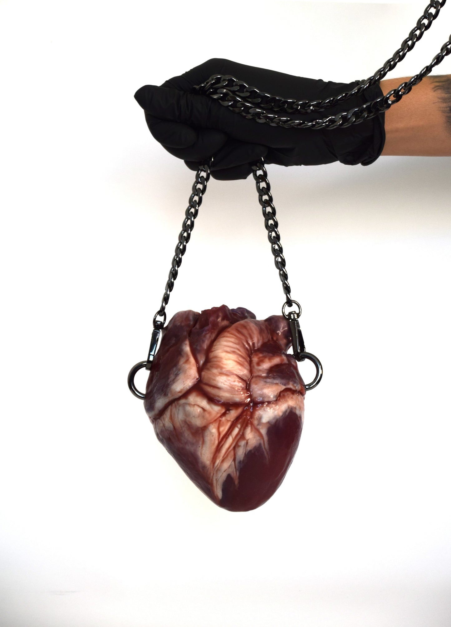 Anatomical Heart Purse 2.0, Chain Strap, Realistic Silicone Human Heart Crossbody Mini Bag, Gothic Horror Statement Accessory