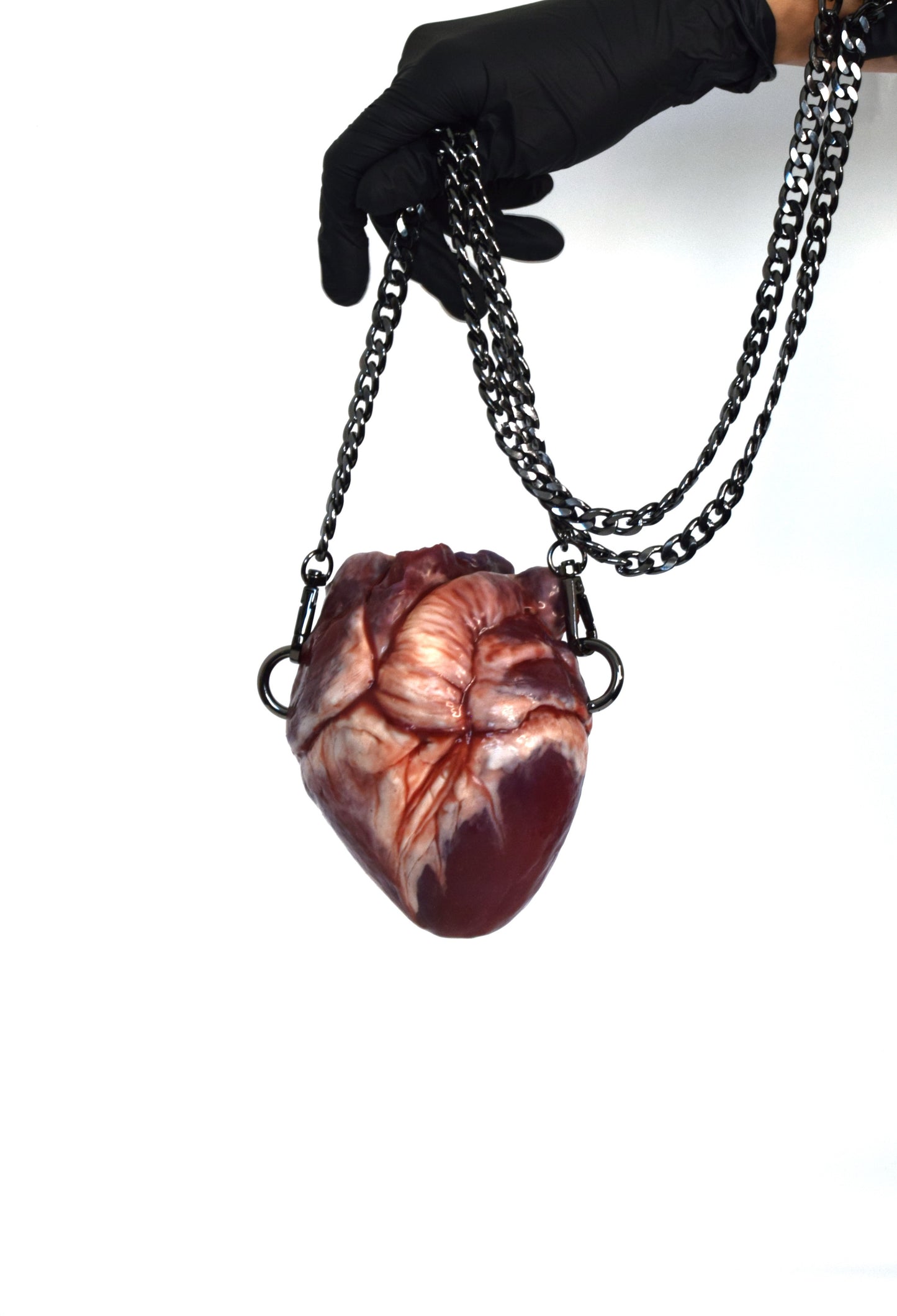 Anatomical Heart Purse 2.0, Chain Strap, Realistic Silicone Human Heart Crossbody Mini Bag, Gothic Horror Statement Accessory