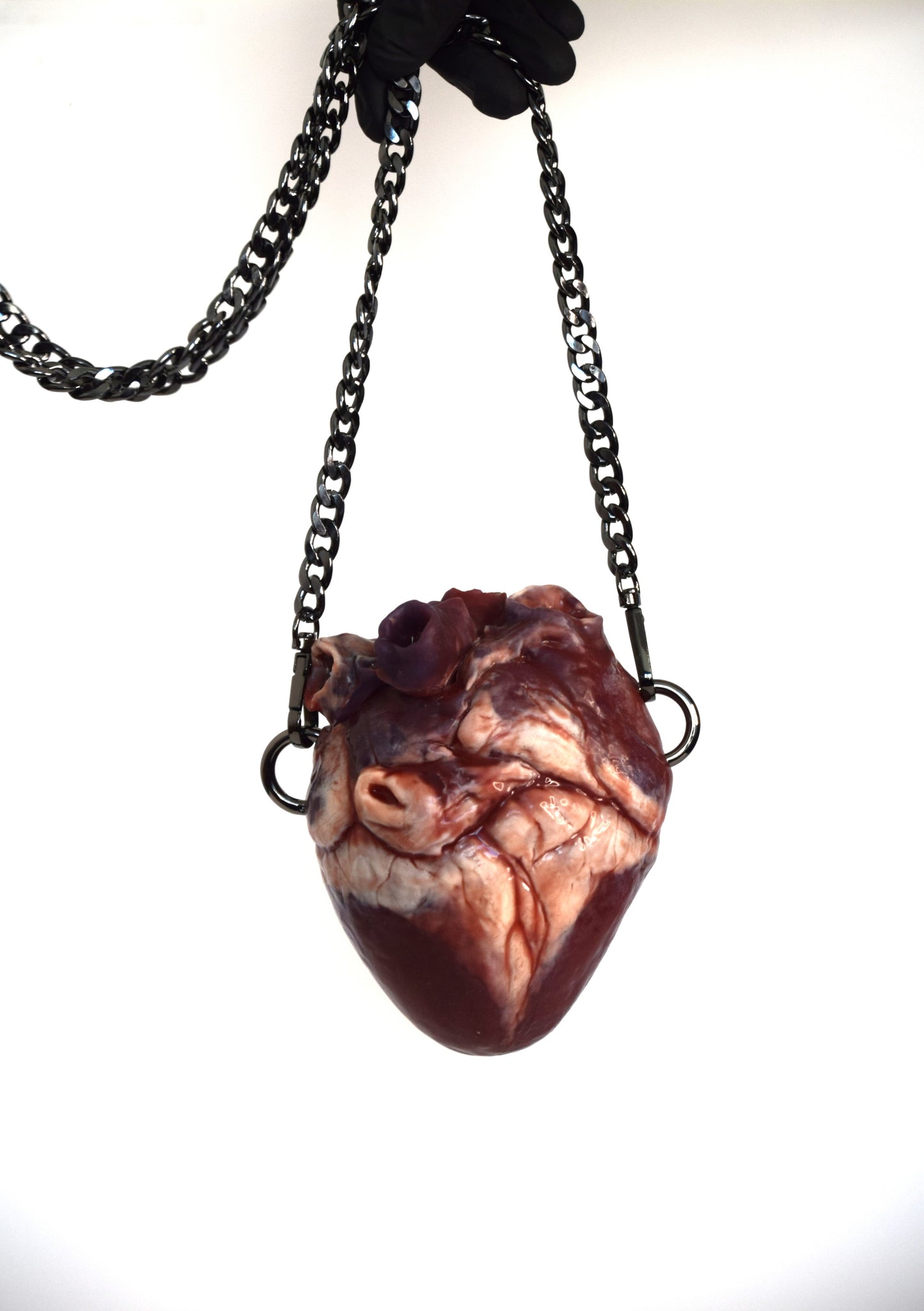 Anatomical Heart Purse 2.0, Chain Strap, Realistic Silicone Human Heart Crossbody Mini Bag, Gothic Horror Statement Accessory