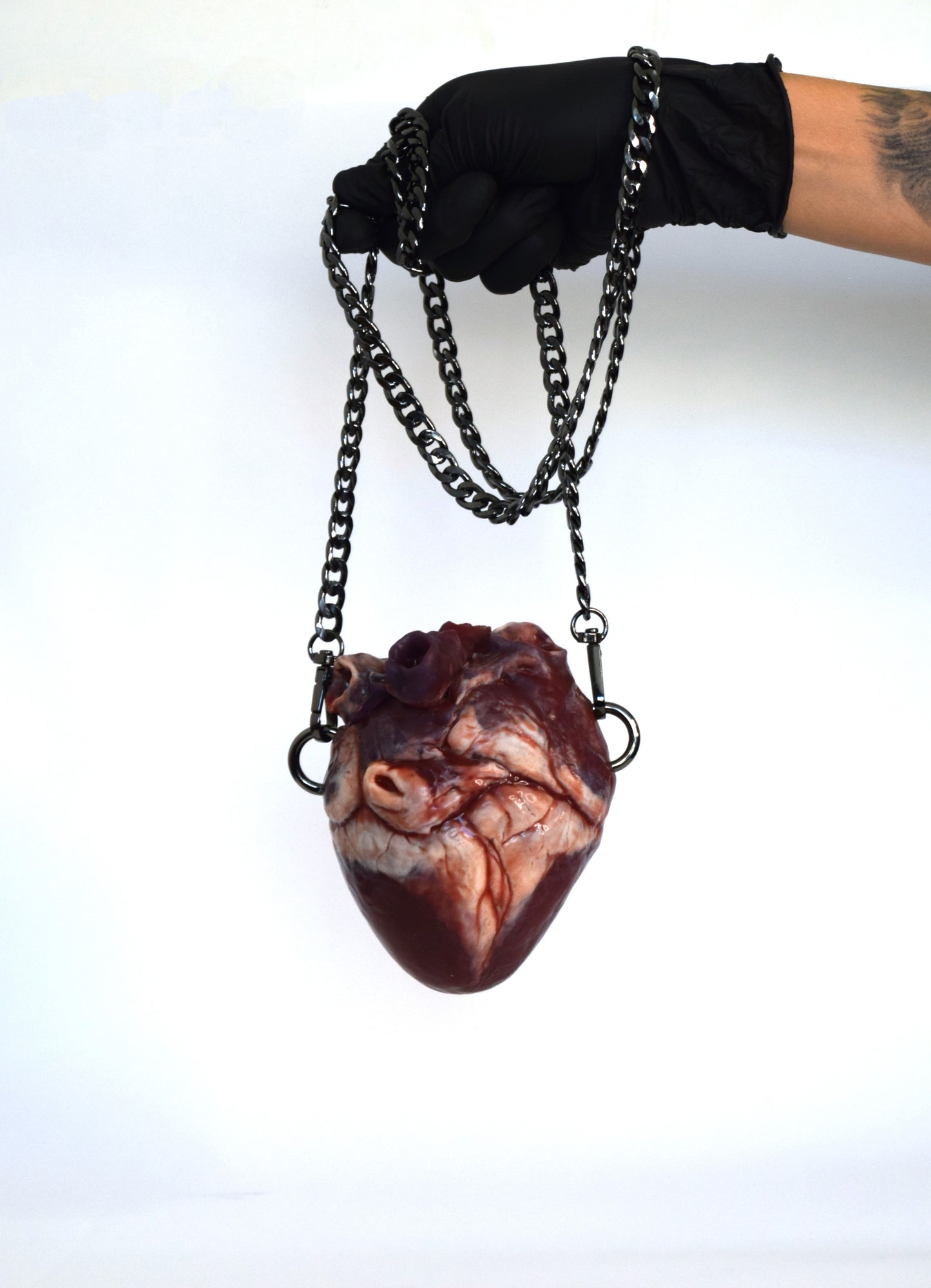 Anatomical Heart Purse 2.0, Chain Strap, Realistic Silicone Human Heart Crossbody Mini Bag, Gothic Horror Statement Accessory