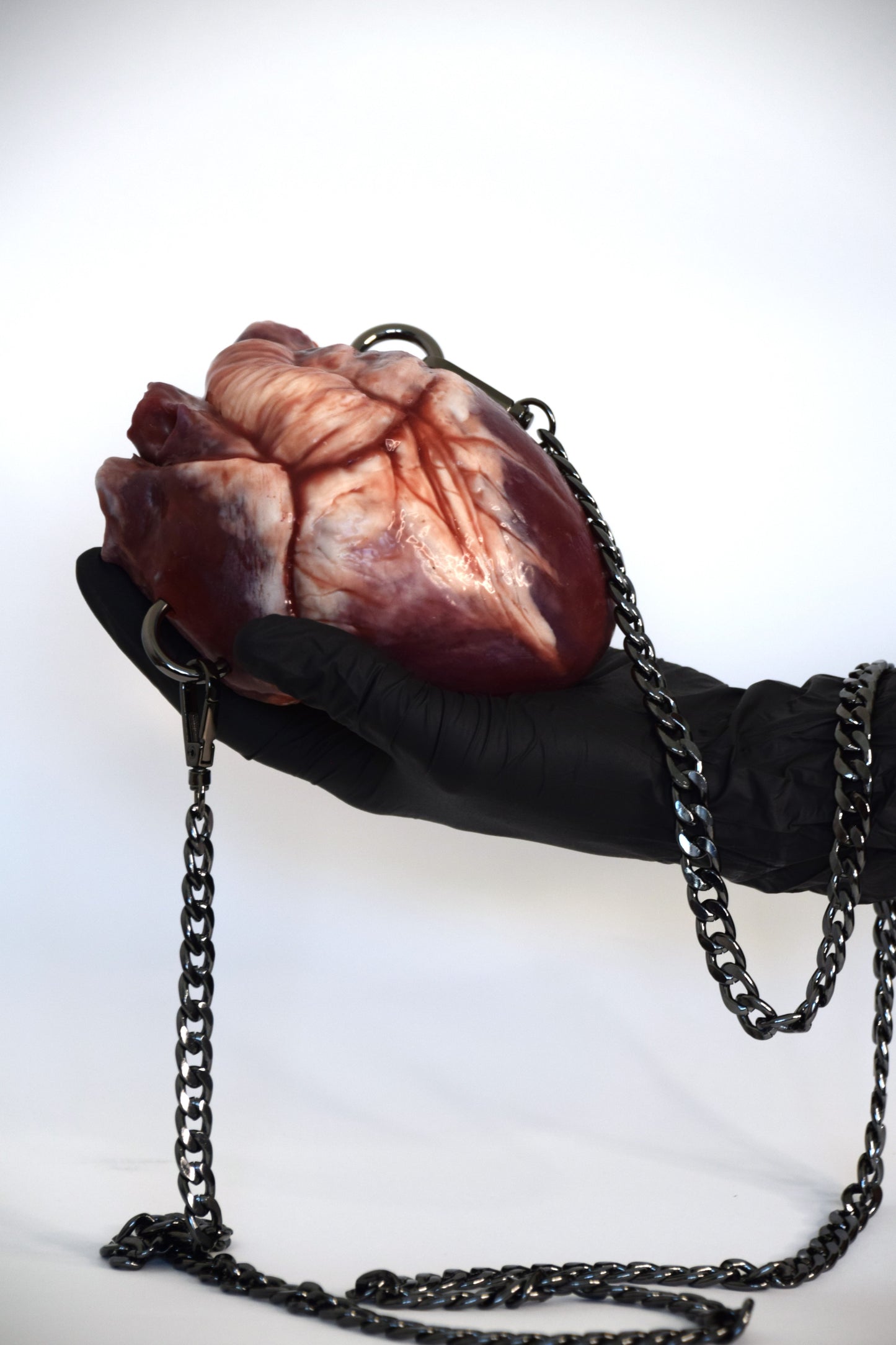 Anatomical Heart Purse 2.0, Chain Strap, Realistic Silicone Human Heart Crossbody Mini Bag, Gothic Horror Statement Accessory