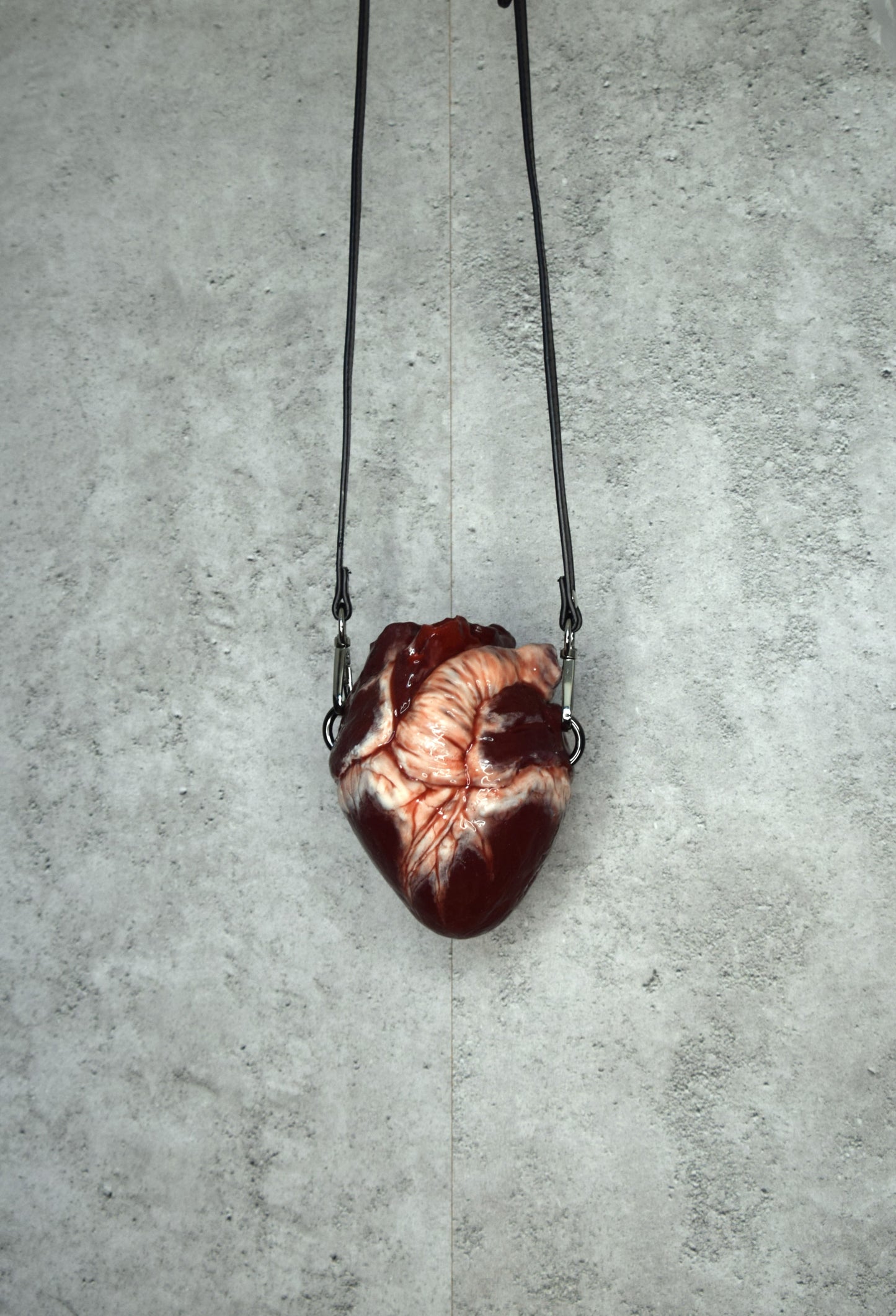Anatomical Heart Purse 2.0, Black strap, Realistic Silicone Human Heart Crossbody Mini Bag