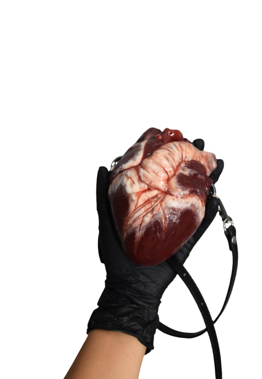 Anatomical Heart Purse 2.0, Black strap, Realistic Silicone Human Heart Crossbody Mini Bag