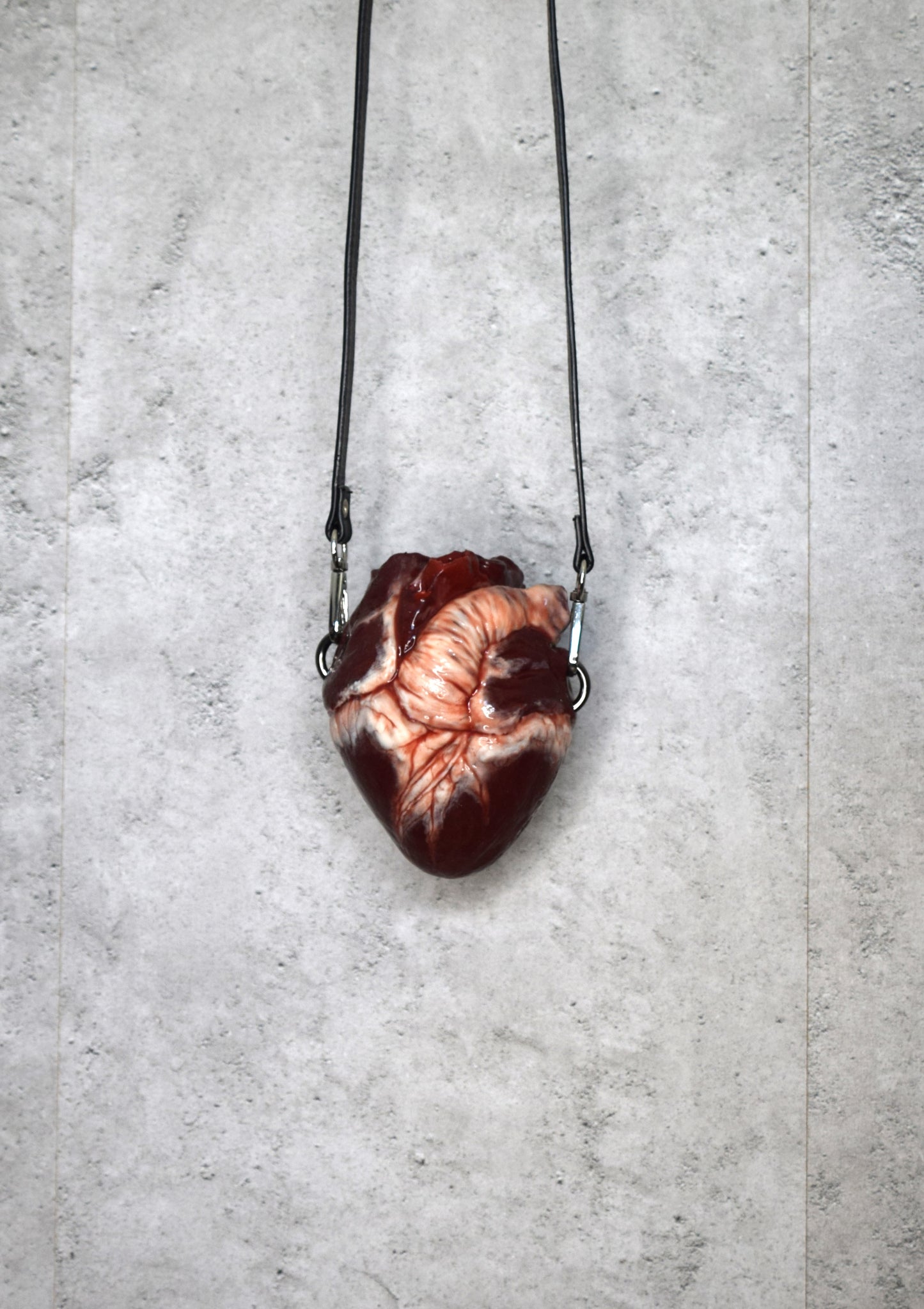 Anatomical Heart Purse 2.0, Black strap, Realistic Silicone Human Heart Crossbody Mini Bag