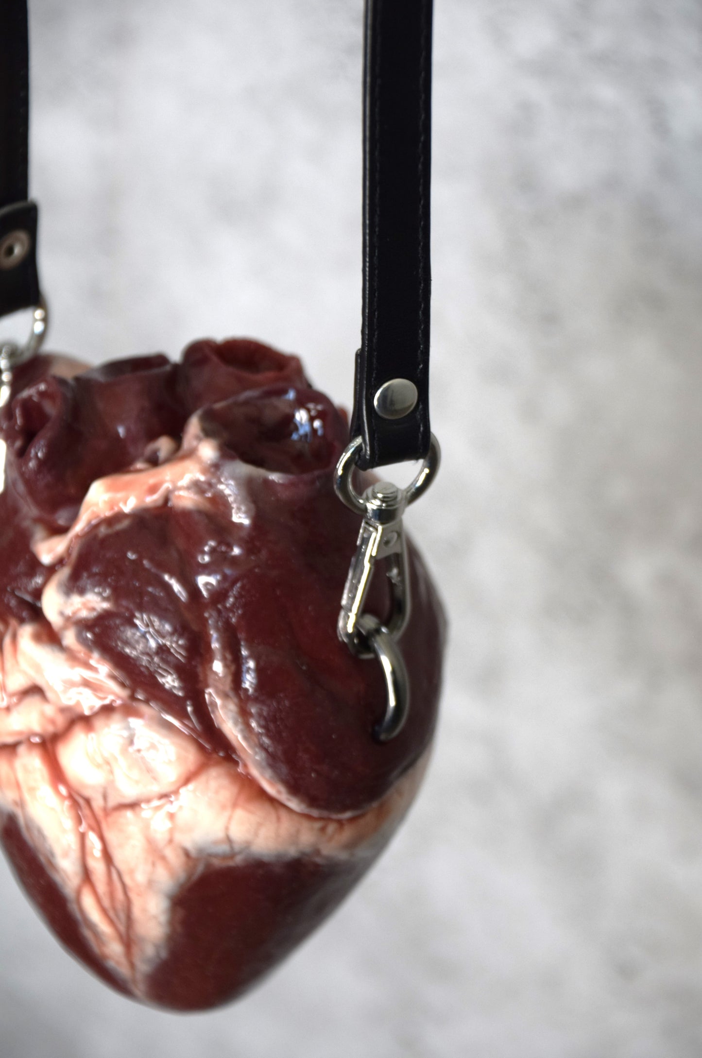 Anatomical Heart Purse 2.0, Black strap, Realistic Silicone Human Heart Crossbody Mini Bag