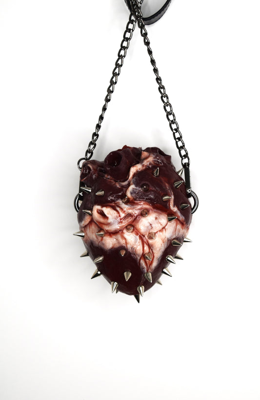 Spiked Anatomical Heart Purse, Realistic Silicone Gothic Crossbody Mini Bag, Limited Edition