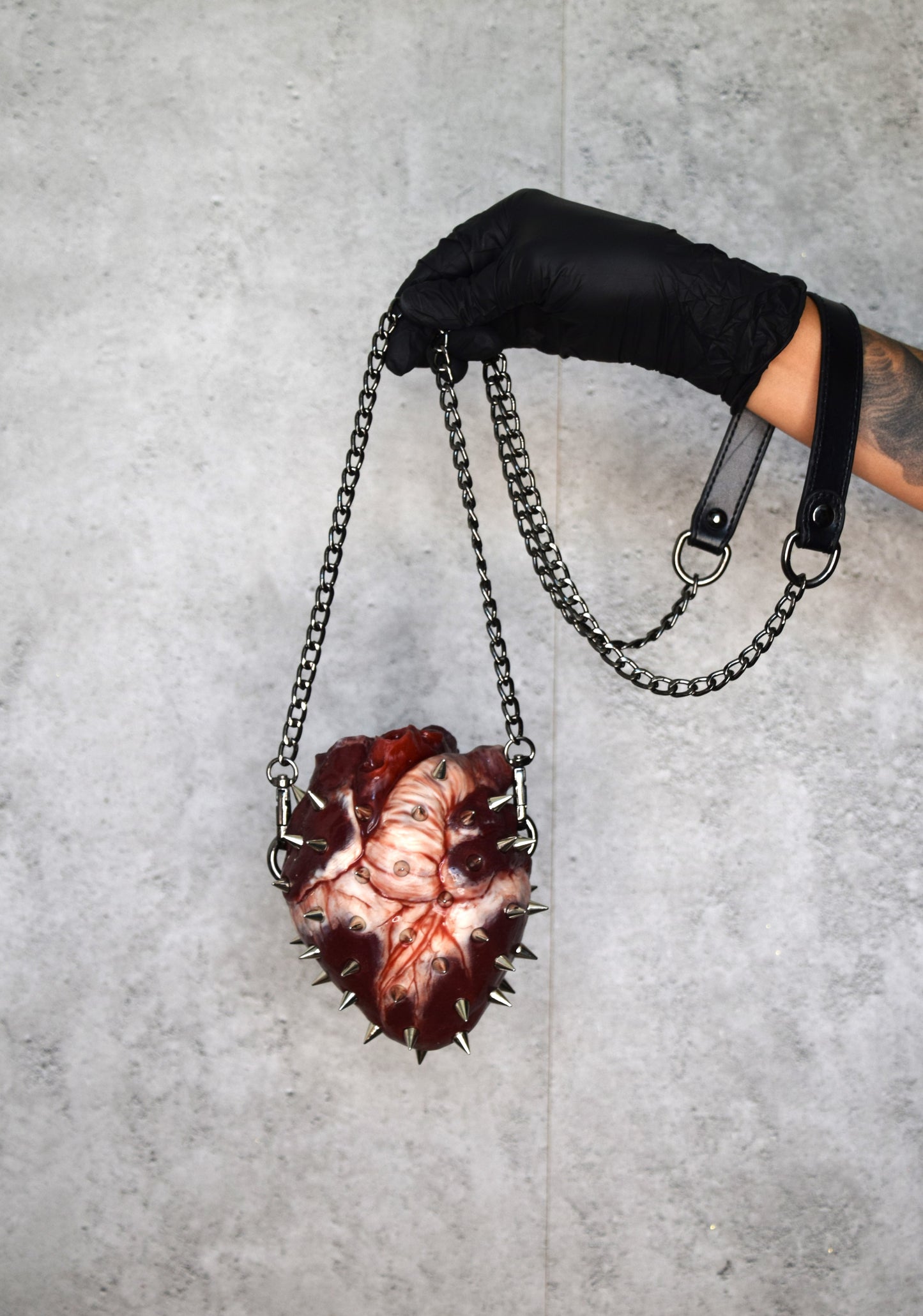 Spiked Anatomical Heart Purse, Realistic Silicone Gothic Crossbody Mini Bag, Limited Edition