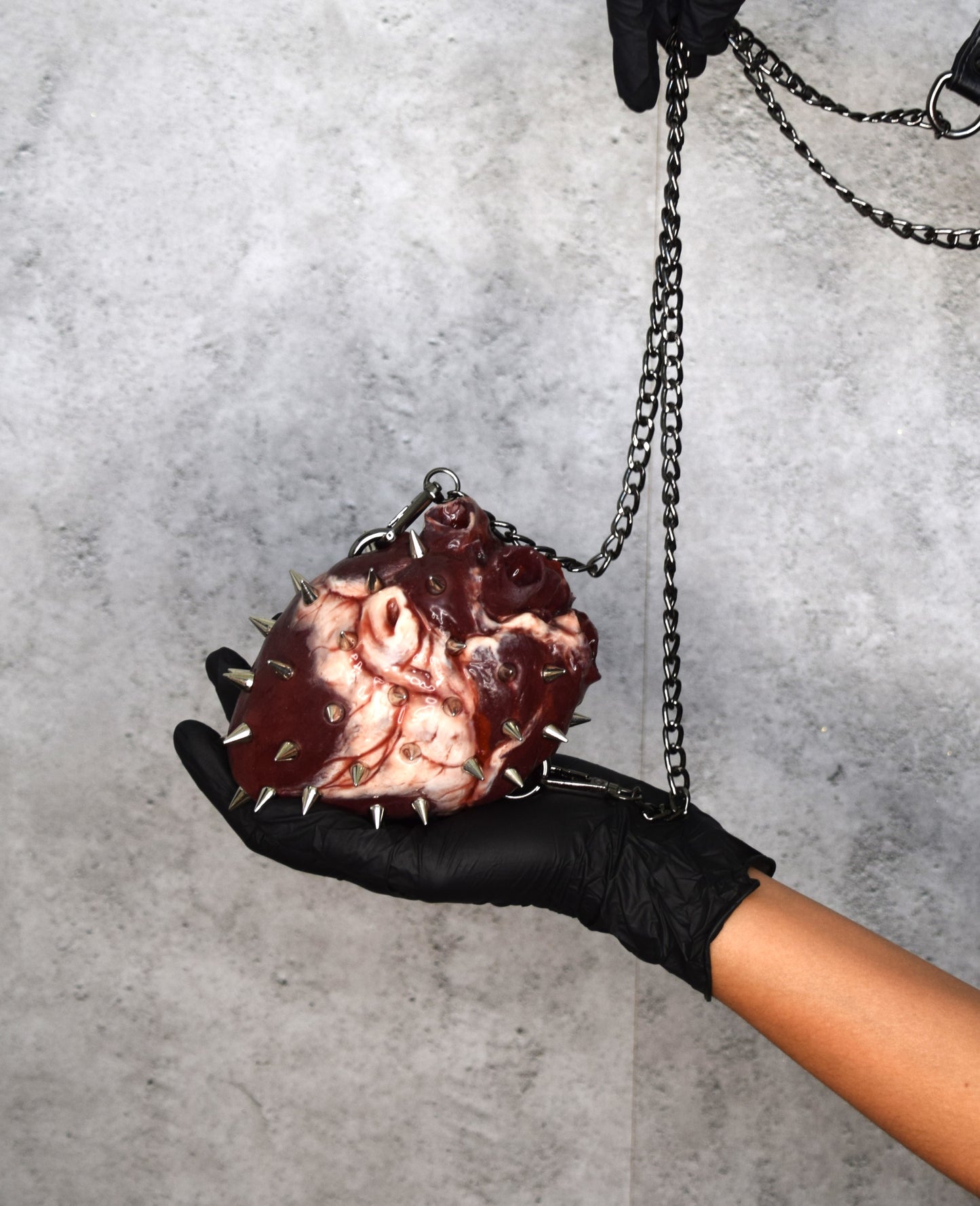 Spiked Anatomical Heart Purse, Realistic Silicone Gothic Crossbody Mini Bag, Limited Edition