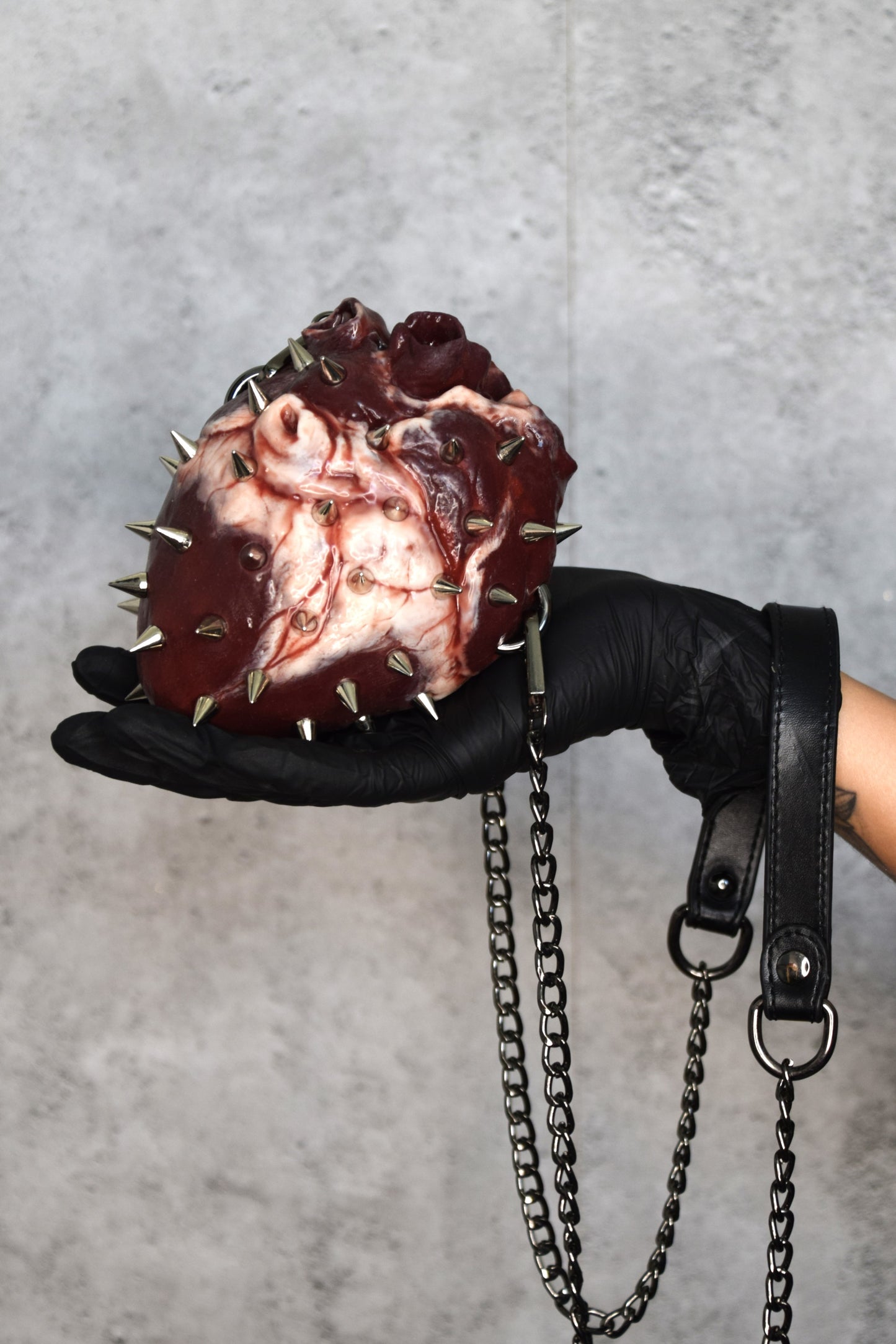Spiked Anatomical Heart Purse, Realistic Silicone Gothic Crossbody Mini Bag, Limited Edition