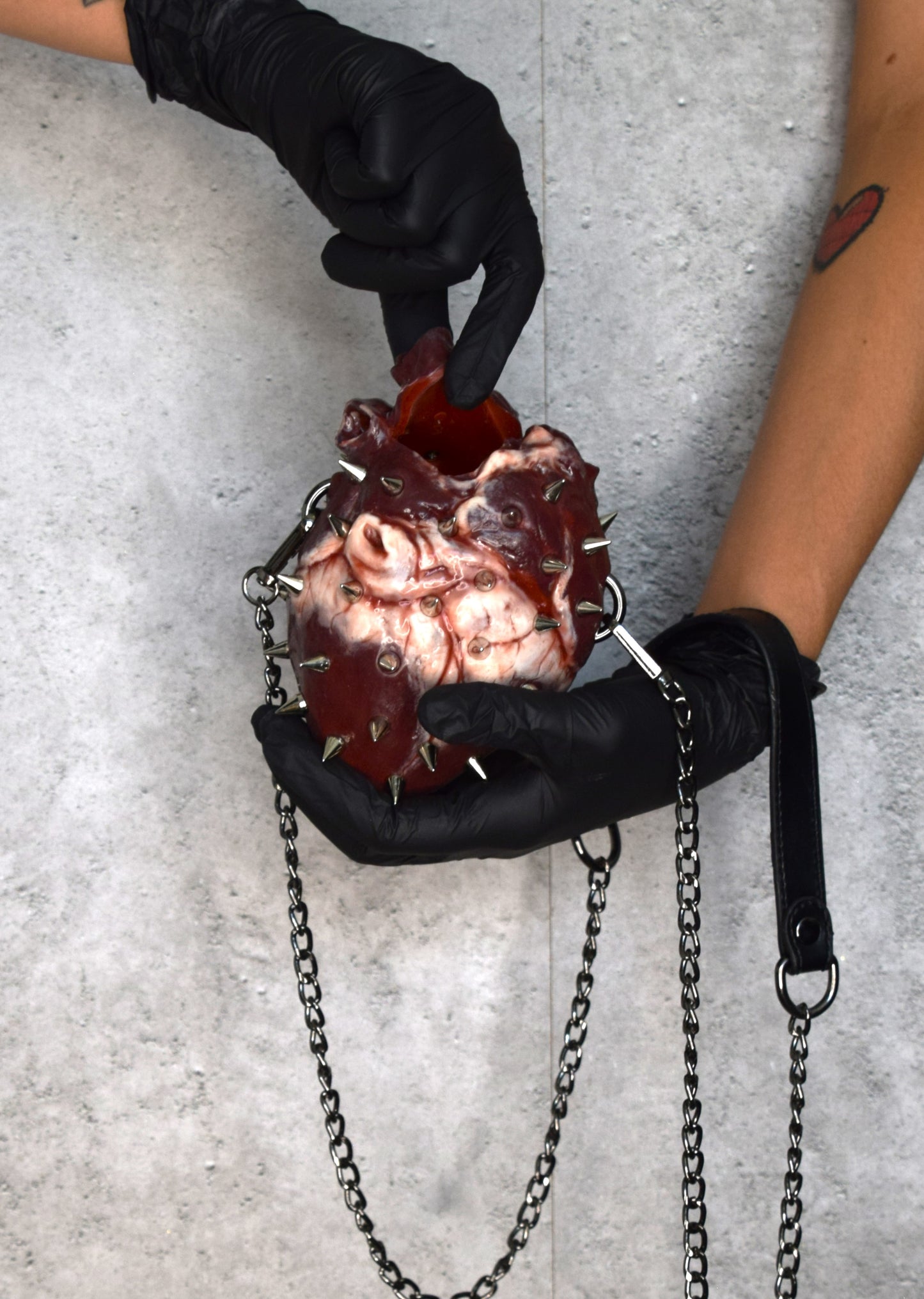 Spiked Anatomical Heart Purse, Realistic Silicone Gothic Crossbody Mini Bag, Limited Edition