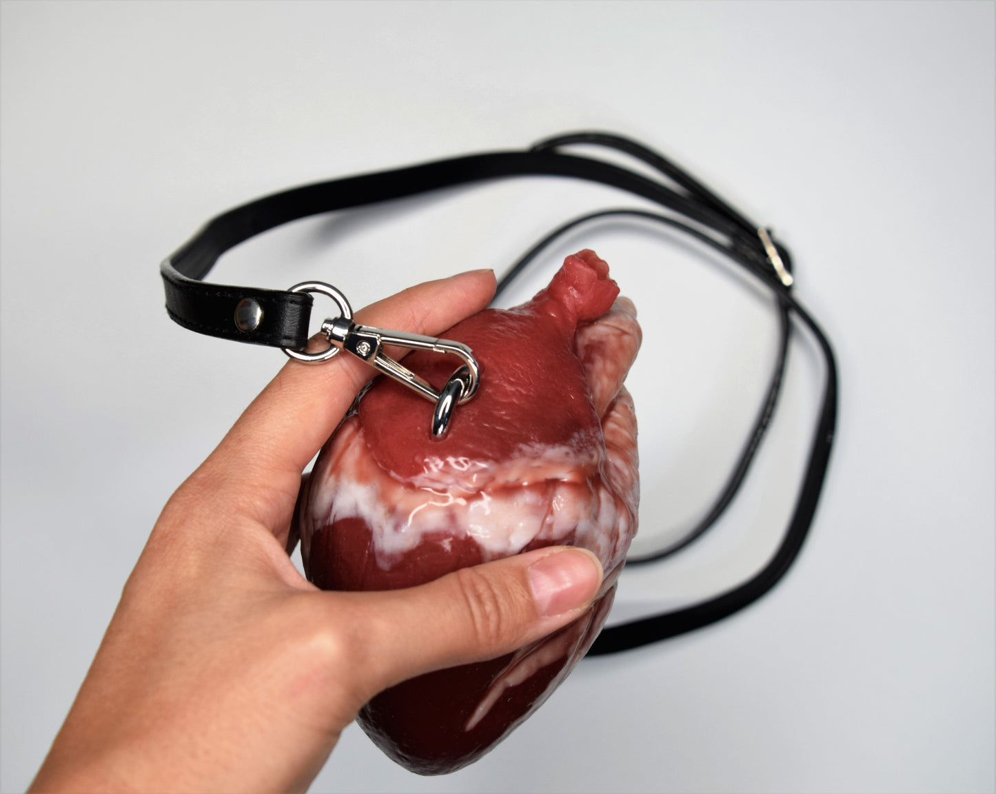 Anatomical Heart Purse with black/brown strap, Realistic Silicone Human Heart Crossbody Mini Bag