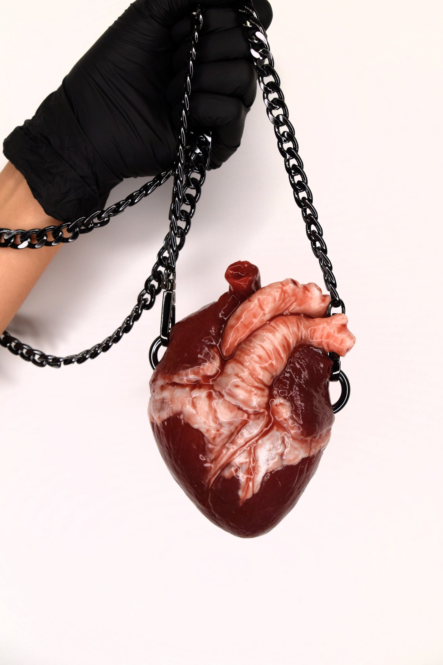 Anatomical Heart Purse with chain strap, Realistic Silicone Human Heart Crossbody Mini Bag