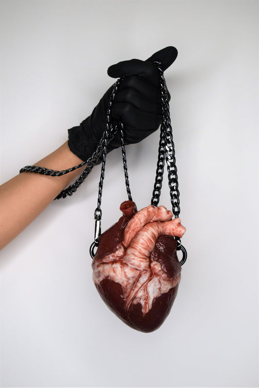 Anatomical Heart Purse with chain strap, Realistic Silicone Human Heart Crossbody Mini Bag